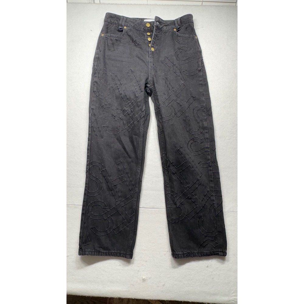 House of Sunny Black Monogram Logo Denim Jeans Pants Women's Size US 6.